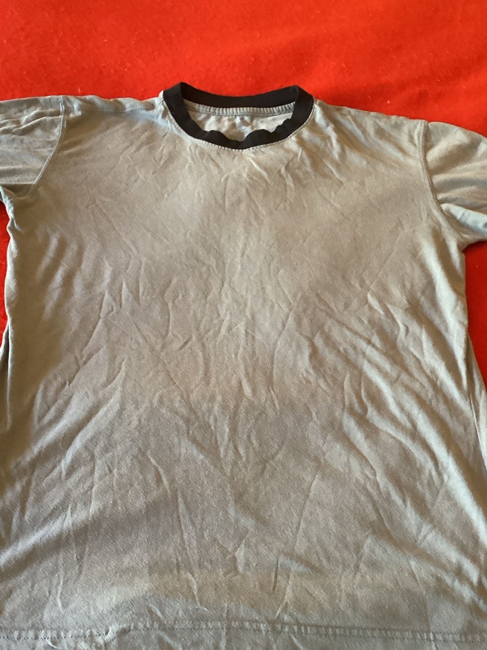 Source Unknown Light Gray Short Sleeve Tee with Black Collar